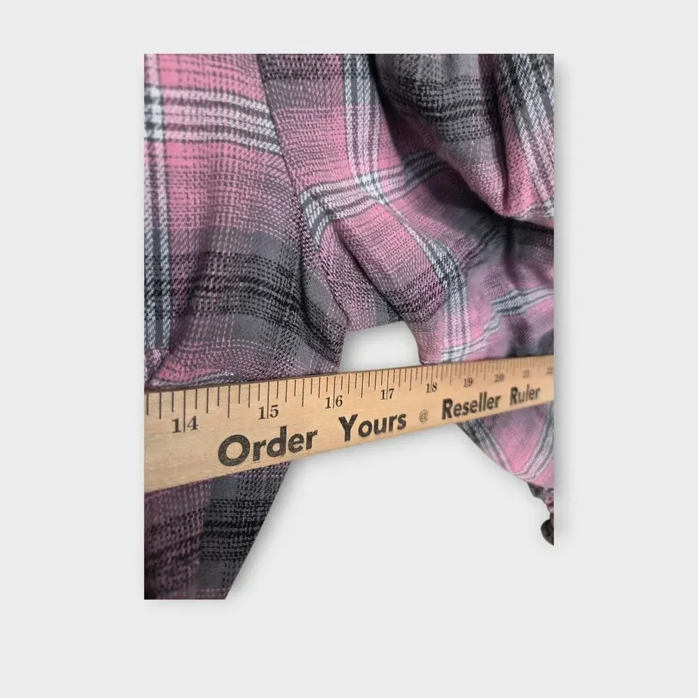 NEW LIKELY Griffyn Pink Plaid Mini Dress Tie Waist Ruffle Hem Women's 8